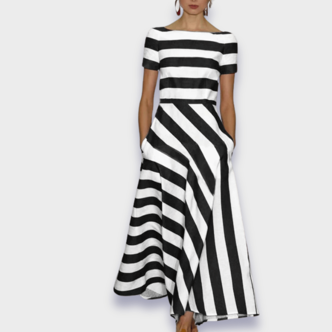 Rochie Lungă Striped, Confecționată Manual