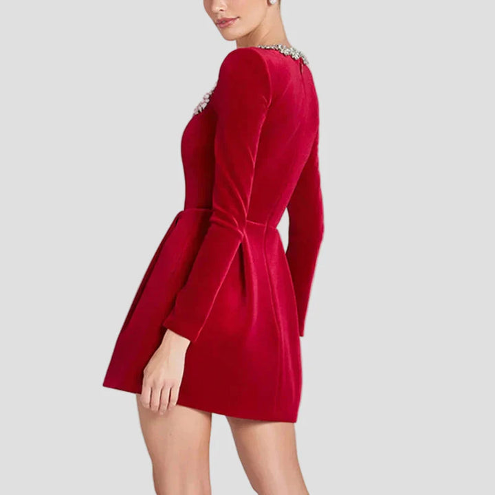 Emilia - Rochie din catifea decorată cu cristale